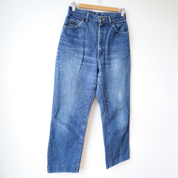 Vintage L.L. Bean High Waisted Wide Leg Blue Jeans - Picture 3 of 16